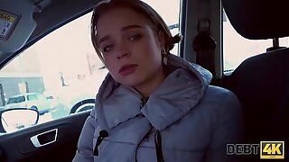 Debt4k. Sweetheart Calibri Angel blows agent in his car and has anal with him sex indoors